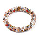 Bracelet extensible au crochet en perles de verre BJEW-T016-09F-1
