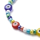 Lampwork mauvais œil et perles de verre collier bracelet extensible SJEW-JS01246-9