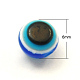 フラットラウンド悪魔の目樹脂ビーズ  ブルー  6x5mm  穴：1mm X-RESI-R039-9-1