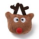 クリスマステーマのウール布ブローチ  鉄のピン付き  バックパック服用  鹿  74.5x68x38mm JEWB-F022-01F-1