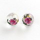 Flower Picture Transparent Glass Round Beads GFB-R004-14mm-U10-1