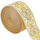 GORGECRAFT Ethnic Jacquard Ribbon 33mm Wide Double Side Linen Floral Embroidery Polyester Woven Ribbons Gold Trim Fringe Band for DIY Sewing Crafts Clothing Curtain Home Embellishment Accessories OCOR-GF0001-79C-1