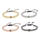 4pcs bracelet de perles tressées en polygone de zircone cubique 4 couleurs avec hématite synthétique BJEW-JB08048-1