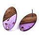 Серьги-гвоздики из прозрачной смолы и орехового дерева MAK-N032-005A-F03-3