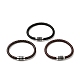 Bracelet cordon cuir tressé avec 304 fermoir colonne aimanté en acier inoxydable pour homme femme BJEW-C021-02-P-1