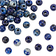 Olycraft 36 pieza de cuentas de lapislázuli natural de 8 mm con agujero grande de 2.5 mm G-OC0003-81B-1