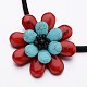 Perfekt gefärbte natürliche Howlith-Blumenanhänger-Halsketten NJEW-I201-07C-2