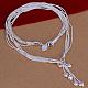 Popular Silver Color Plated Brass 3-strand Snake Chain Necklaces NJEW-BB12708-1
