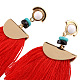Fashewelry トレンディな女性用セクター タッセル ダングル イヤリング セット  アロイ樹脂と  ミックスカラー  80x30mm EJEW-TA0005-01-5