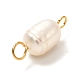 天然培養淡水真珠ビーズはコネクターをリンクします  金色の304ステンレス鋼のアイピン付き  ライス  貝殻色  14.5~15x6mm  穴：2mm PALLOY-JF00941-01-1