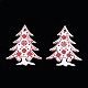 クリスマス スプレー塗装木材の大きなペンダント  片面印刷あり  スノーフレーク模様のクリスマスツリーチャーム  ホワイト  58.5x46x3mm  穴：3.5mm WOOD-N005-105-3