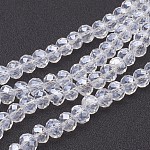 Abalorios de cristal hechos a mano, blanco, lustre de la perla chapado, rondelle facetas, 8 mm de diámetro, 5 mm de espesor, agujero: 1 mm