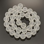 Esmerilada transparente de vidrio reronda hebras de abalorios, Claro, 12mm, agujero: 1 mm, aproximamente 33 pcs / cadena, 15 pulgada