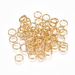 304 acero inoxidable anillos partidos, anillos de salto de doble bucle, dorado, 7x1.5mm, aproximamente 6 mm de diámetro interior, solo alambre: 0.75mm