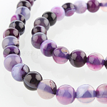 Chapelets de perles rondes en pierre d'agate naturelle, teinte, bleu violet, 6mm, Trou: 1mm, Environ 63 pcs/chapelet, 15.35 pouce