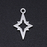 201 Stainless Steel Laser Cut Pendants, Hollow Star, Stainless Steel Color, 17x10x1mm, Hole: 1.5mm