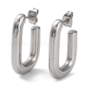 304 Stainless Steel Rectangle Ear Studs for Women EJEW-P234-04P