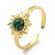 Ion Plating(IP) 304 Stainless Steel Synthetic Malachite Cuff Rings G-Z056-01G-02