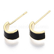 Brass Enamel Half Hoop Earrings KK-N232-97B-NF