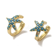 Серьги-каффы из латуни с микропаве из кубического циркония EJEW-R168-43G-01
