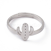 201 Stainless Steel Cactus Adjustable Ring for Women RJEW-K238-03P