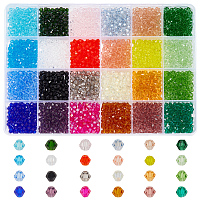 2400 шт. 24-х видов стеклянных граненых биконусных бусин&nbsp;EGLA-PH0001-43