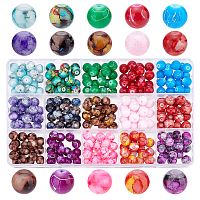 PH PandaHall 720pcs 8mm Round Glass Beads, 24 Color Black Bracelet