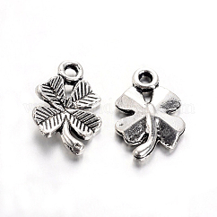 Stile tibetano incanta lega trifoglio,  cadmio& piombo libero, argento antico, 15.5x10x2mm, Foro: 1.5 mm, circa 1950pcs/1000g