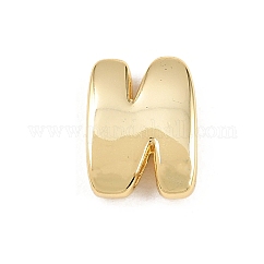Messing Perlen, langlebig plattiert, Gestell, Bleifrei und cadmium frei, echtes 18k vergoldet, Buchstabe n, 14x11x5 mm, Bohrung: 11x3 mm