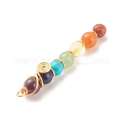 Chakra pierres précieuses naturelles et synthétiques fil de cuivre enveloppé de gros pendentifs&nbsp;PALLOY-JF01622