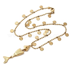 Женские ожерелья с подвеской в виде рыбы из нержавеющей стали 304&nbsp;NJEW-F362-01G