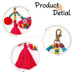 Décoration pendentif pompon en polyester&nbsp;KEYC-WH0032-38