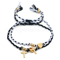 2 Stück Armbandset aus Edelstahl 304 mit Herz- und Kreuzmotiv für Paare&nbsp;PA4727-3