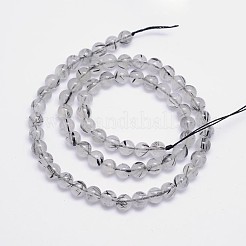 Натуральные круглые бусы из черного рутилового кварца G-L411-02-6mm