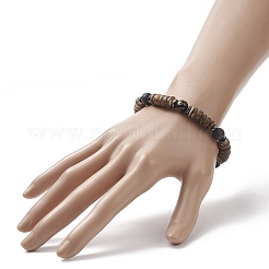 Braccialetto elasticizzato da donna con pietre preziose e om mani padme hum con perline di cocco&nbsp;BJEW-JB09152