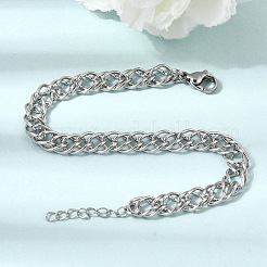 6.5 mm breite Doppelglieder-Armbänder aus Edelstahl 304 für Damen und Herren&nbsp;SA-CBA37BC-21P