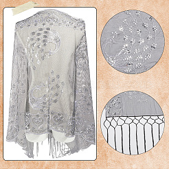 Съемная шаль из полиэстера с пайетками в виде павлина&nbsp;AJEW-WH20072-41B