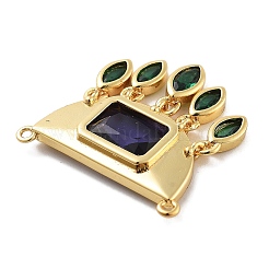 Pendentifs en laiton plaqué micro pavé de zircones cubiques et de verre&nbsp;KK-Z071-66G-01