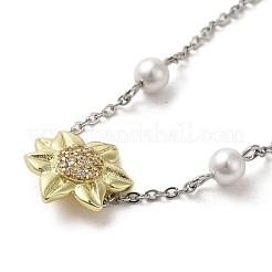 Браслеты из латуни с цирконием и подсолнухом&nbsp;LS-BJEW-A004-01