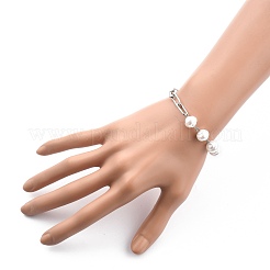 Braccialetti con maglie di perle finte di plastica bianca&nbsp;BJEW-JB05445-02