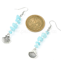 Boucles d'oreilles pendantes en jade blanc naturel (teint)&nbsp;EJEW-JE05578