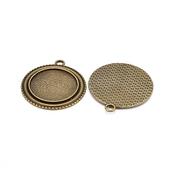 Tibetischen Stil Anhänger cabochon Fassungen mit antiken metallic Farbe und erhöht Skulptur sind voller Retro-Stil&nbsp;TIBEP-M018-139AB-NF