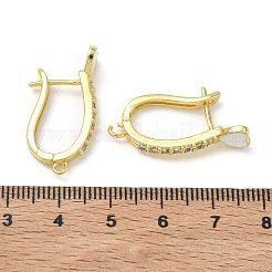 Boucles d'oreilles créoles en laiton avec pavé de zircon cubique transparent&nbsp;EJEW-C185-01G-03