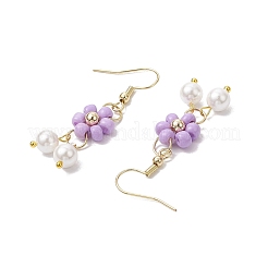 Orecchini pendenti con perle di conchiglia e semi di vetro&nbsp;EJEW-MZ00310-05