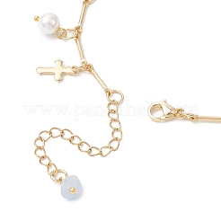 3 шт. 3 стиля браслетов на ногу с натуральным аквамарином&nbsp;AJEW-AN00716