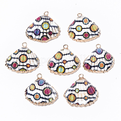 Подвески из ракушек с натуральным гребешком и гальваническим принтом&nbsp;X-SSHEL-R047-04-A05