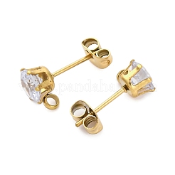 Ionenplattierung (IP) 304 Edelstahl Zirkonia Ohrstecker Zubehörse&nbsp;STAS-P373-04B-G01