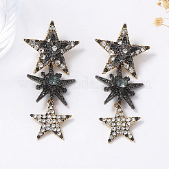 Серьги-гвоздики в виде звезды из цинкового сплава с стразами&nbsp;FS-WGD057C-01