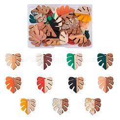22 pièces 11 couleurs pendentifs en résine et bois de noyer&nbsp;RESI-BT0001-06