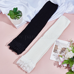 2 Paar 2 Farben Acrylfasern lange Mesh-Spitzenhandschuhe&nbsp;AJEW-CN0006-66